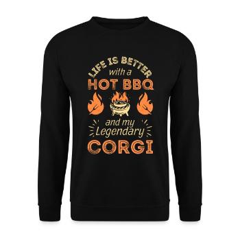 BBQ Grillen und Welsh Corgi Liebhaber - Unisex Pullover - Schwarz - Vorne - Alina (178cm) & Michal (187cm)