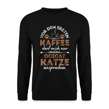 Ocicat Cat Coffee Cafe - Unisex Sweatshirt - black - Front - Alina (178cm) & Michal (187cm)