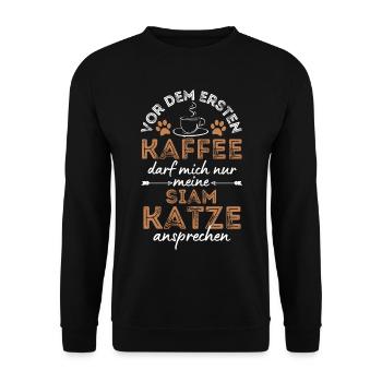 Siam Katze Kaffee Cafe - Unisex Pullover - Schwarz - Vorne - Alina (178cm) & Michal (187cm)