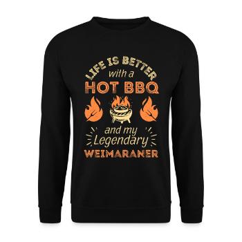 BBQ grilling and Weimaraner lovers - Unisex Sweatshirt - black - Front - Alina (178cm) & Michal (187cm)