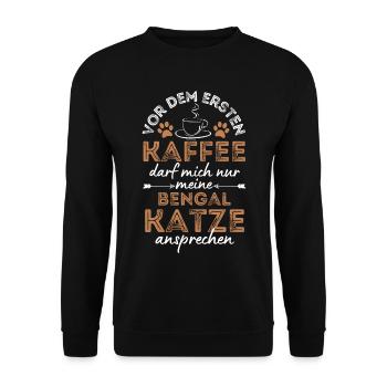Bengal Cat Coffee Cafe - Unisex Sweatshirt - black - Front - Alina (178cm) & Michal (187cm)