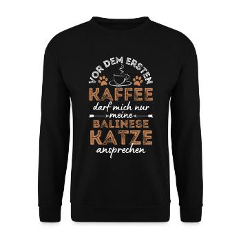 Balinese Cat Coffee Cafe - Unisex Sweatshirt - black - Front - Alina (178cm) & Michal (187cm)