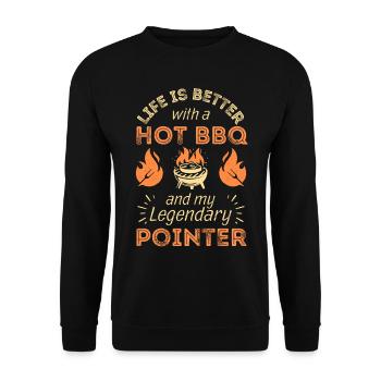 Bbq Grilling et English Pointer Dog Lovers - Sweat-shirt Unisexe - noir - Devant - Alina (178cm) & Michal (187cm)