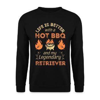 BBQ grilling and retriever lovers - Unisex Sweatshirt - black - Front - Alina (178cm) & Michal (187cm)