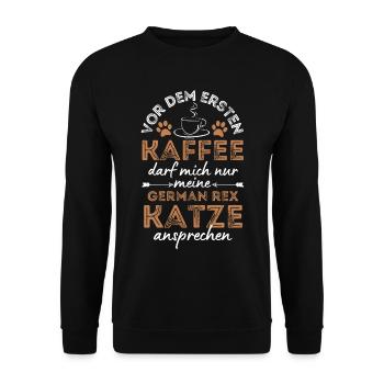 Anglais Rex Cat Coffee Cafe - Sweat-shirt Unisexe - noir - Devant - Alina (178cm) & Michal (187cm)