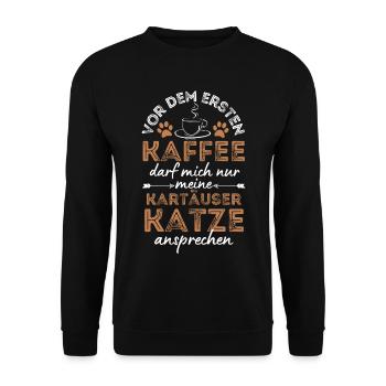 Carthusian Cat Coffee Cafe - Unisex Sweatshirt - black - Front - Alina (178cm) & Michal (187cm)