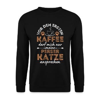 Perser Katze Kaffee Cafe - Unisex Pullover - Schwarz - Vorne - Alina (178cm) & Michal (187cm)