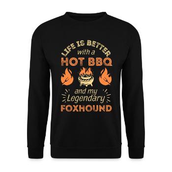 BBQ grillen für Foxhound Liebhaber - Unisex Pullover - Schwarz - Vorne - Alina (178cm) & Michal (187cm)