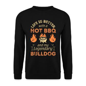 BBQ Grilling and Bulldog Dog Lovers - Unisex Sweatshirt - black - Front - Alina (178cm) & Michal (187cm)