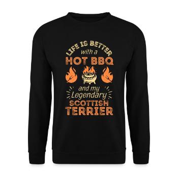 BBQ Grillen und Scottish Terrier Liebhaber - Unisex Pullover - Schwarz - Vorne - Alina (178cm) & Michal (187cm)