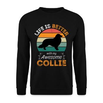 Legendärer Collie Vintage Retro - Unisex Pullover - Schwarz - Vorne - Alina (178cm) & Michal (187cm)