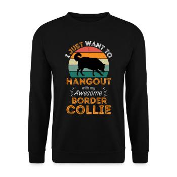 Legendary Border collie Vintage Retro - Unisex Sweatshirt - black - Front - Alina (178cm) & Michal (187cm)