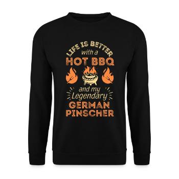 Barbecue pour les amateurs allemands de Pinscher - Sweat-shirt Unisexe - noir - Devant - Alina (178cm) & Michal (187cm)