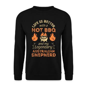 BBQ and Australian Shepherd Lover - Unisex Sweatshirt - black - Front - Alina (178cm) & Michal (187cm)