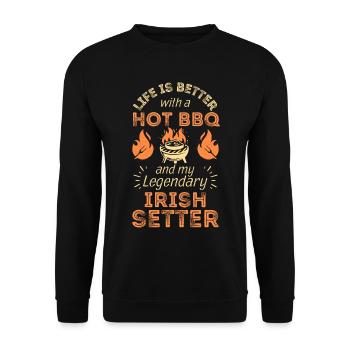 BBQ grillen Irish Setter Liebhaber - Unisex Pullover - Schwarz - Vorne - Alina (178cm) & Michal (187cm)