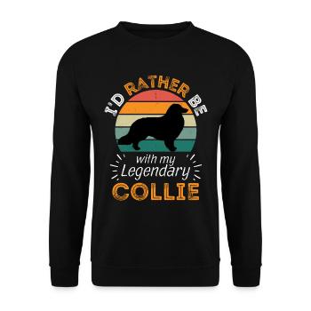 Legendärer Collie Vintage Retro - Unisex Pullover - Schwarz - Vorne - Alina (178cm) & Michal (187cm)