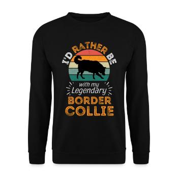 Legendary Border collie Vintage Retro - Unisex Sweatshirt - black - Front - Alina (178cm) & Michal (187cm)
