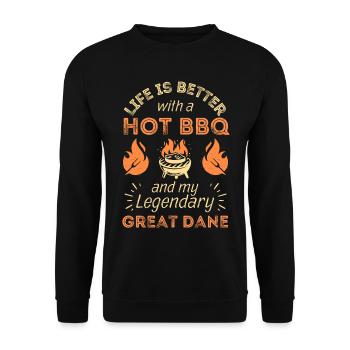 Grillades bbq et amateurs de Great Dane - Sweat-shirt Unisexe - noir - Devant - Alina (178cm) & Michal (187cm)