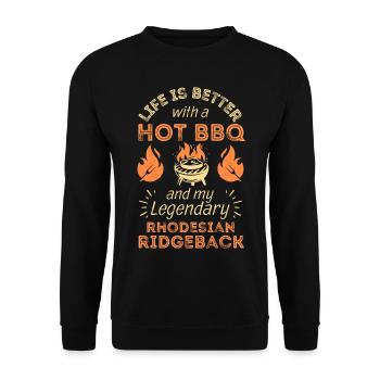 BBQ Grilling and Rhodesian Ridgeback Lovers - Unisex Sweatshirt - black - Front - Alina (178cm) & Michal (187cm)