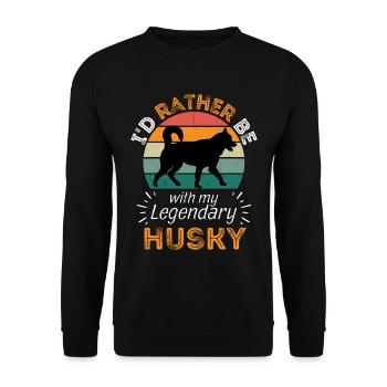 Legendärer Sibirischer Husky Vintage Retro - Unisex Pullover - Schwarz - Vorne - Alina (178cm) & Michal (187cm)