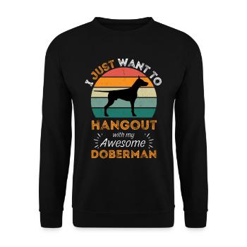 Doberman Vintage Retro - Unisex Sweatshirt - black - Front - Alina (178cm) & Michal (187cm)