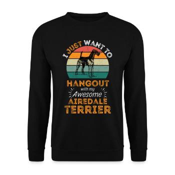 Airedale Terrier Retro Vintage - Unisex Pullover - Schwarz - Vorne - Alina (178cm) & Michal (187cm)