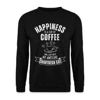Carthusian Cat Coffee Cafe - Unisex Sweatshirt - black - Front - Alina (178cm) & Michal (187cm)