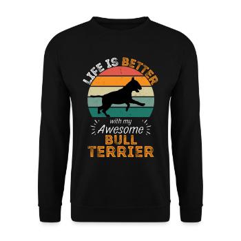 Bullterrier Vintage Retro - Unisex Pullover - Schwarz - Vorne - Alina (178cm) & Michal (187cm)