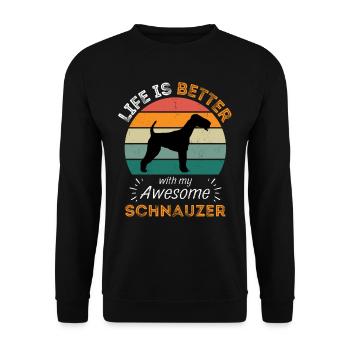Legendärer Schnauzer Vintage Retro - Unisex Pullover - Schwarz - Vorne - Alina (178cm) & Michal (187cm)