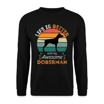 Doberman Vintage Retro - Unisex Sweatshirt - black - Front - Alina (178cm) & Michal (187cm)