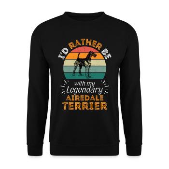 Airedale Terrier Retro Vintage - Unisex Pullover - Schwarz - Vorne - Alina (178cm) & Michal (187cm)