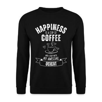 Ocicat Cat Coffee Cafe - Unisex Sweatshirt - black - Front - Alina (178cm) & Michal (187cm)