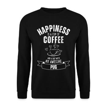 Pug Coffee Dog Cafe - Sweat-shirt Unisexe - noir - Devant - Alina (178cm) & Michal (187cm)