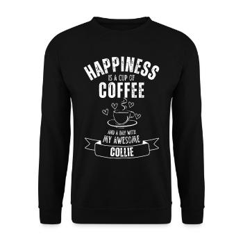 Collie Kaffee Hund Cafe - Unisex Pullover - Schwarz - Vorne - Alina (178cm) & Michal (187cm)