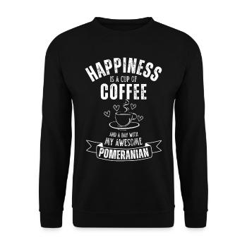 Zwergspitz Café Pour chiens - Sweat-shirt Unisexe - noir - Devant - Alina (178cm) & Michal (187cm)