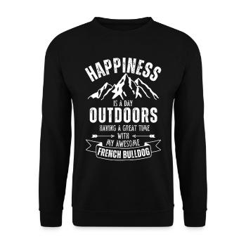French Bulldog Outdoor Dog Hiking Camping - Unisex Sweatshirt - black - Front - Alina (178cm) & Michal (187cm)