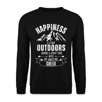 Collie Outdoor Dog Nature Hiking Camping - Unisex Sweatshirt - black - Front - Alina (178cm) & Michal (187cm)