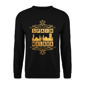 Malaga Spain City Skyline Ornament Gold Love - Unisex Sweatshirt - black - Front - Alina (178cm) & Michal (187cm)