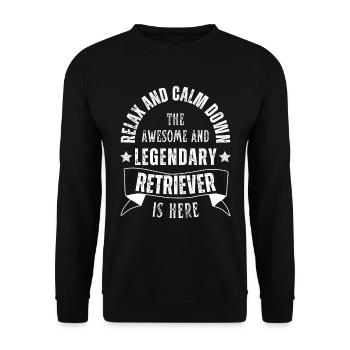 Relax my legendary Retriever is here Retro - Unisex Sweatshirt - black - Front - Alina (178cm) & Michal (187cm)