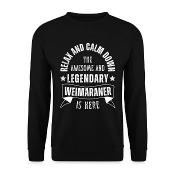 Détendez-vous mon légendaire Weimaraner est ici Rétro - Sweat-shirt Unisexe - noir - Devant - Alina (178cm) & Michal (187cm)