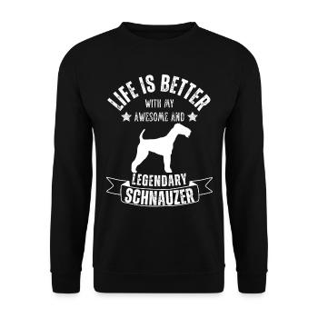 La vie est meilleure avec Schnauzer Dog Retro Vintage - Sweat-shirt Unisexe - noir - Devant - Alina (178cm) & Michal (187cm)