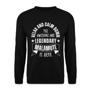 Relax my legendary Malamute is here Retro - Unisex Sweatshirt - black - Front - Alina (178cm) & Michal (187cm)