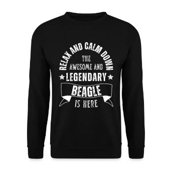 Relax my legendary Beagle is here Retro - Unisex Sweatshirt - black - Front - Alina (178cm) & Michal (187cm)