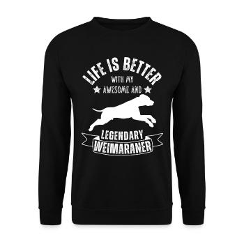 Légendaire Weimaraner Vintage Retro - Sweat-shirt Unisexe - noir - Devant - Alina (178cm) & Michal (187cm)