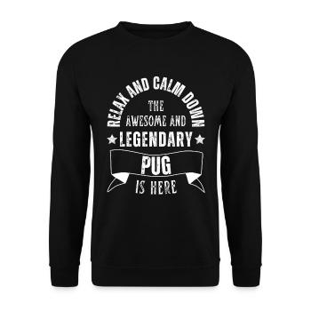 Relax my Legendary Pug is retro here - Unisex Sweatshirt - black - Front - Alina (178cm) & Michal (187cm)