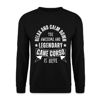 Détendez-vous mon légendaire Cane Corso est rétro ici - Sweat-shirt Unisexe - noir - Devant - Alina (178cm) & Michal (187cm)