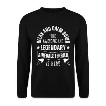 Relax my legendary Airedale Terrier is here Retro - Unisex Sweatshirt - black - Front - Alina (178cm) & Michal (187cm)