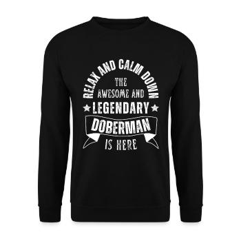 Détendez-vous mon légendaire Doberman est ici Rétro - Sweat-shirt Unisexe - noir - Devant - Alina (178cm) & Michal (187cm)