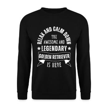 Relax my legendary Golden Retriever is here Retro - Unisex Sweatshirt - black - Front - Alina (178cm) & Michal (187cm)