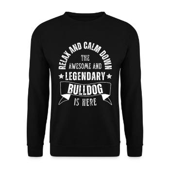 Relax my Legendary Bulldog is retro here - Unisex Sweatshirt - black - Front - Alina (178cm) & Michal (187cm)
